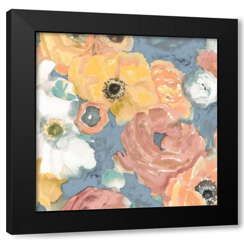 Happy Florals I Black Modern Wood Framed Art Print by Studio W