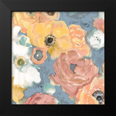 Happy Florals I Black Modern Wood Framed Art Print by Studio W