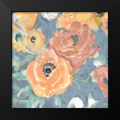 Happy Florals II Black Modern Wood Framed Art Print by Studio W