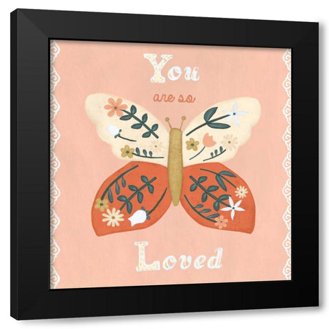 Folk Butterfly I Black Modern Wood Framed Art Print with Double Matting by Vess, June Erica