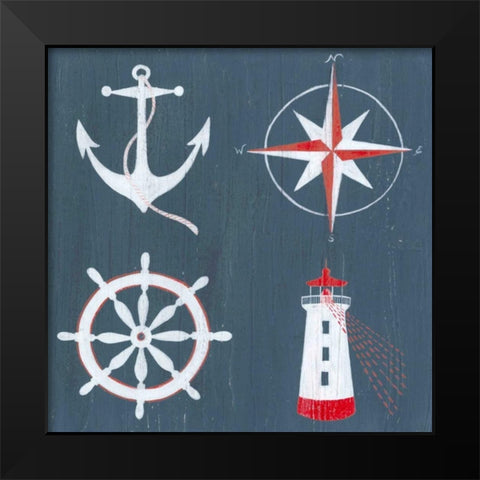 Nautical Quadrant I Black Modern Wood Framed Art Print by Popp, Grace