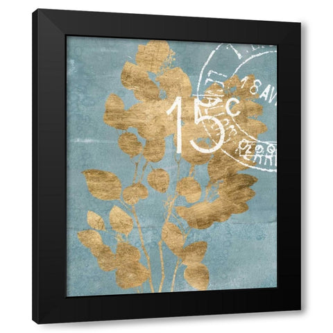 Postage Leaves I Black Modern Wood Framed Art Print by Goldberger, Jennifer