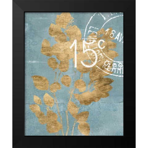 Postage Leaves I Black Modern Wood Framed Art Print by Goldberger, Jennifer