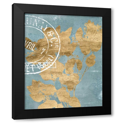 Postage Leaves II Black Modern Wood Framed Art Print with Double Matting by Goldberger, Jennifer