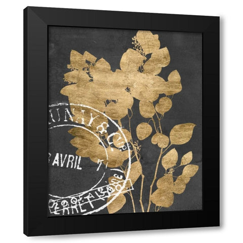 Postage Leaves III Black Modern Wood Framed Art Print by Goldberger, Jennifer