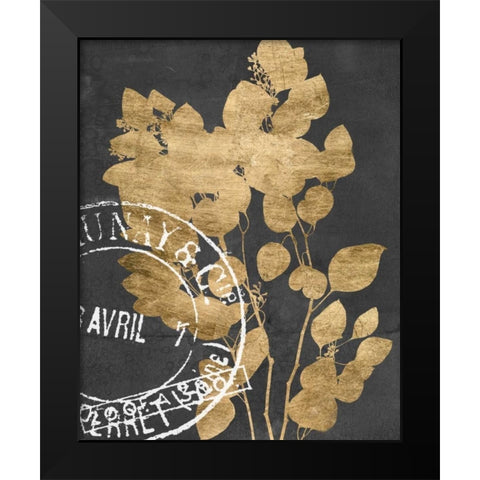 Postage Leaves III Black Modern Wood Framed Art Print by Goldberger, Jennifer