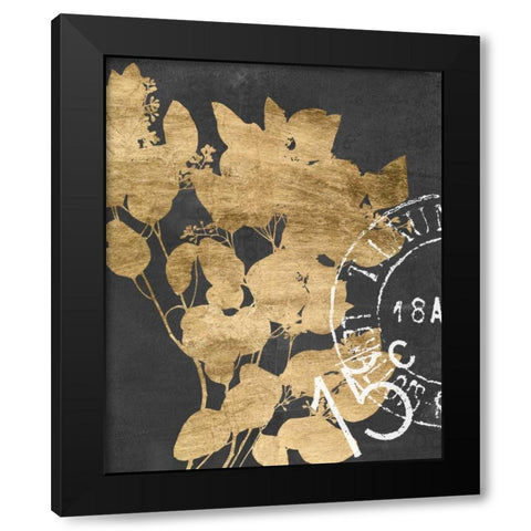 Postage Leaves IV Black Modern Wood Framed Art Print by Goldberger, Jennifer