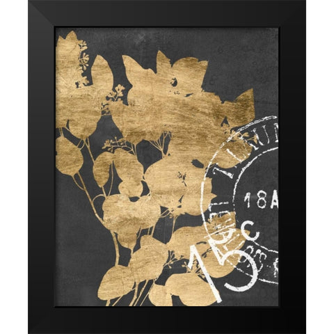 Postage Leaves IV Black Modern Wood Framed Art Print by Goldberger, Jennifer