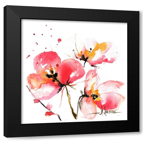 Blooms Hermanas IV Black Modern Wood Framed Art Print by Herrera, Leticia