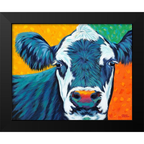 Colorful Country Cows I Black Modern Wood Framed Art Print by Vitaletti, Carolee