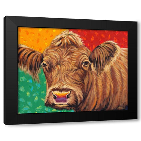 Colorful Country Cows II Black Modern Wood Framed Art Print by Vitaletti, Carolee