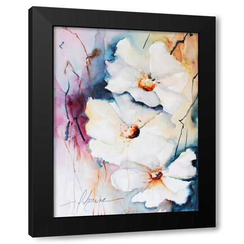 Blooms Aquas I Black Modern Wood Framed Art Print by Leticia Herrera