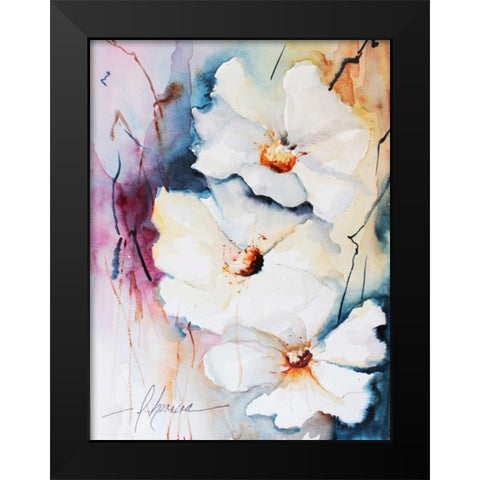Blooms Aquas I Black Modern Wood Framed Art Print by Leticia Herrera
