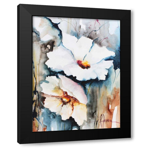 Blooms Aquas II Black Modern Wood Framed Art Print by Leticia Herrera