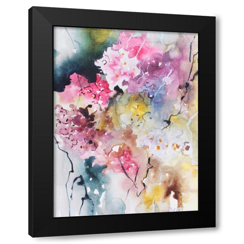 Blooms Aquas III Black Modern Wood Framed Art Print with Double Matting by Herrera, Leticia