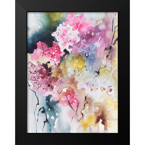 Blooms Aquas III Black Modern Wood Framed Art Print by Herrera, Leticia