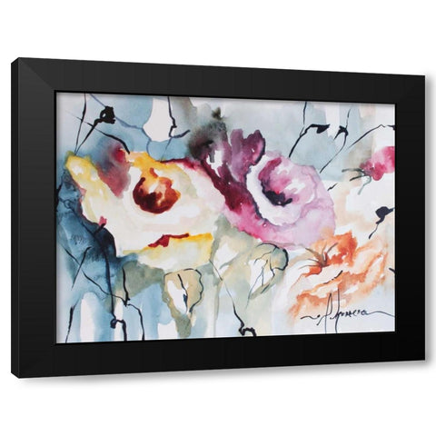 Blooms Aquas IV Black Modern Wood Framed Art Print with Double Matting by Leticia Herrera