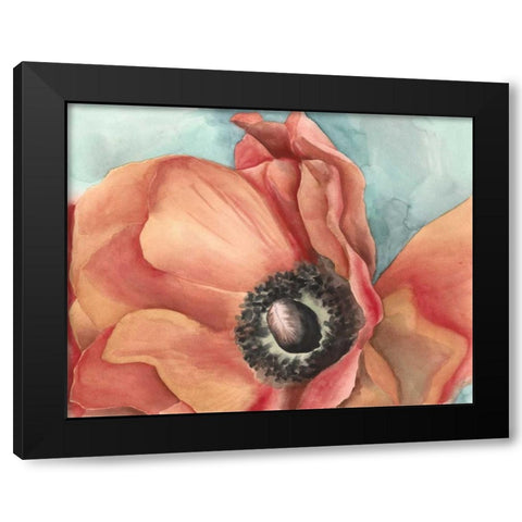 Watercolor Poppy I Black Modern Wood Framed Art Print with Double Matting by Megan Meagher