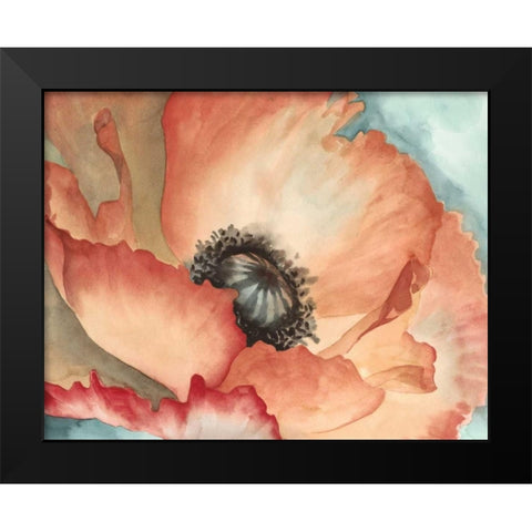 Watercolor Poppy II Black Modern Wood Framed Art Print by Megan Meagher