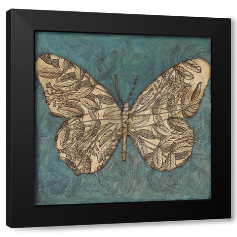 Collage Butterfly I Black Modern Wood Framed Art Print with Double Matting by Meagher, Megan