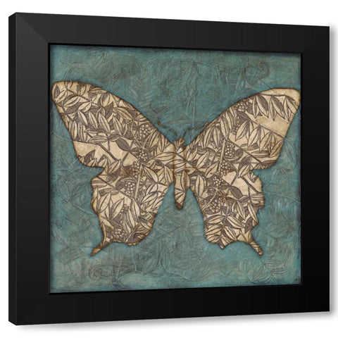 Collage Butterfly II Black Modern Wood Framed Art Print by Meagher, Megan