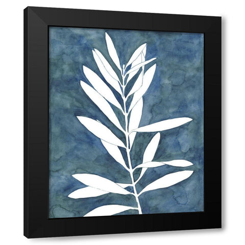 Indigo Leaves I Black Modern Wood Framed Art Print by Meagher, Megan