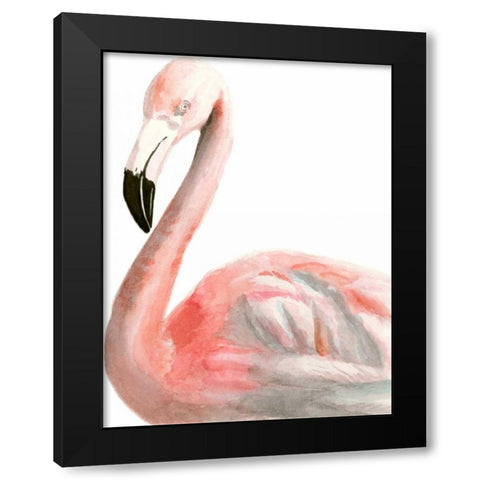 Watercolor Flamingo Black Modern Wood Framed Art Print by McCavitt, Naomi
