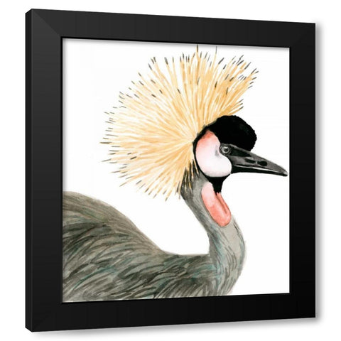 Watercolor Crested Crane Black Modern Wood Framed Art Print with Double Matting by McCavitt, Naomi