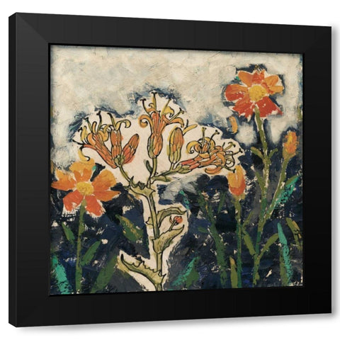 Floral Cutout I Black Modern Wood Framed Art Print by Meagher, Megan