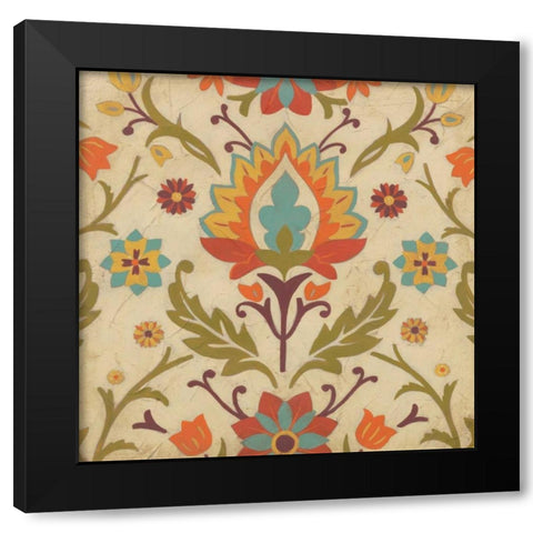 Vintage Damask I Black Modern Wood Framed Art Print with Double Matting by Vess, June Erica