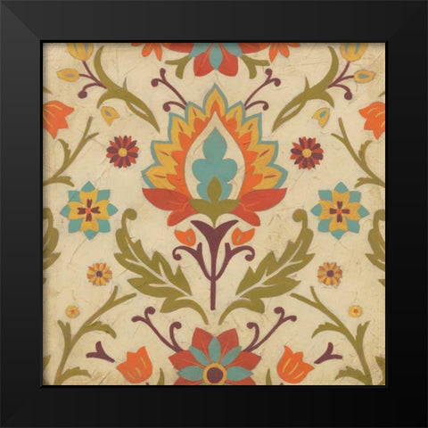 Vintage Damask I Black Modern Wood Framed Art Print by Vess, June Erica