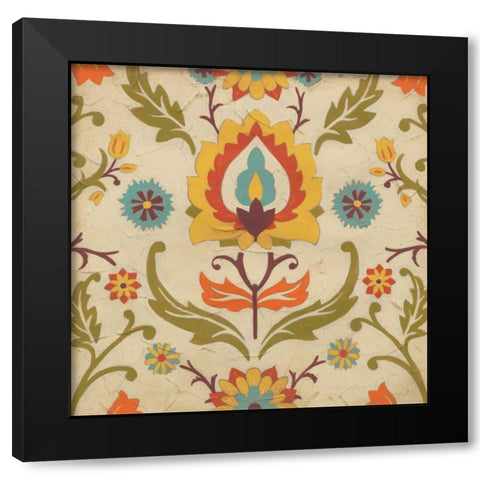 Vintage Damask III Black Modern Wood Framed Art Print by Vess, June Erica