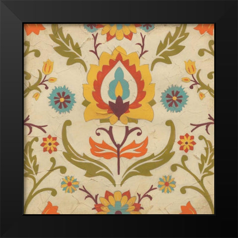 Vintage Damask III Black Modern Wood Framed Art Print by Vess, June Erica