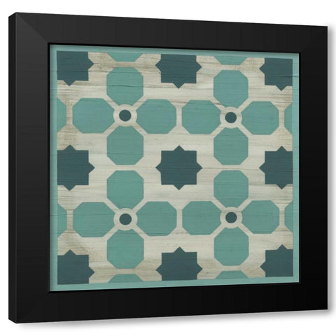 Verdigris Garden Tile I Black Modern Wood Framed Art Print by Vess, June Erica