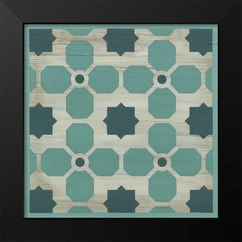 Verdigris Garden Tile I Black Modern Wood Framed Art Print by Vess, June Erica