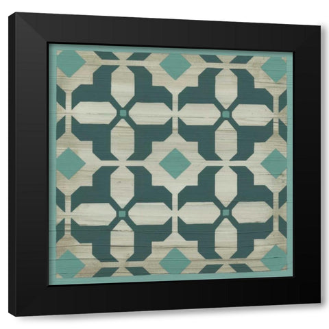 Verdigris Garden Tile II Black Modern Wood Framed Art Print by Vess, June Erica