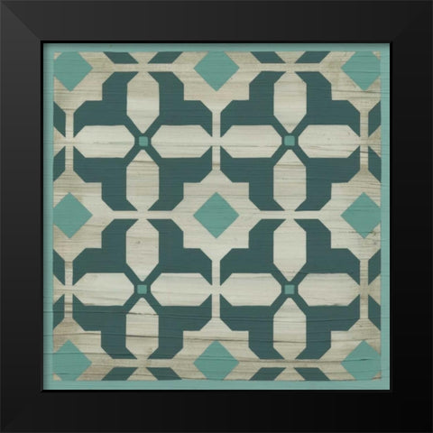 Verdigris Garden Tile II Black Modern Wood Framed Art Print by Vess, June Erica
