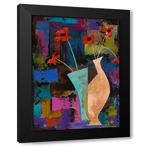 Abstract Expressionist Flowers I  Black Modern Wood Framed Art Print by Altug, Mehmet