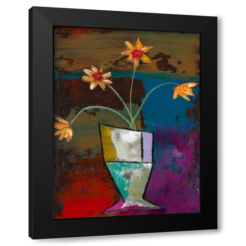 Abstract Expressionist Flowers II Black Modern Wood Framed Art Print by Altug, Mehmet