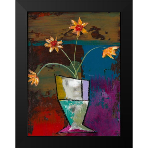 Abstract Expressionist Flowers II Black Modern Wood Framed Art Print by Altug, Mehmet