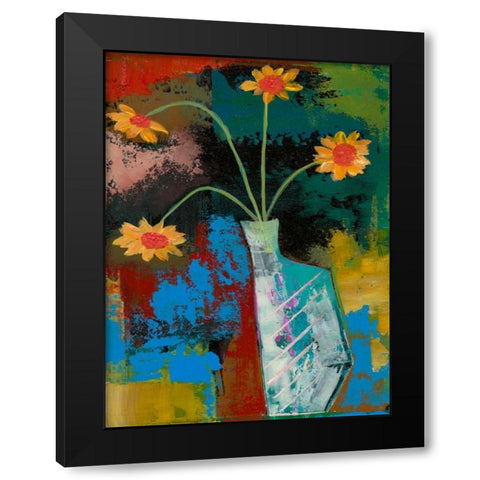 Abstract Expressionist Flowers III Black Modern Wood Framed Art Print with Double Matting by Altug, Mehmet
