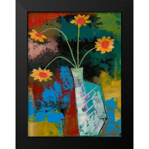 Abstract Expressionist Flowers III Black Modern Wood Framed Art Print by Altug, Mehmet
