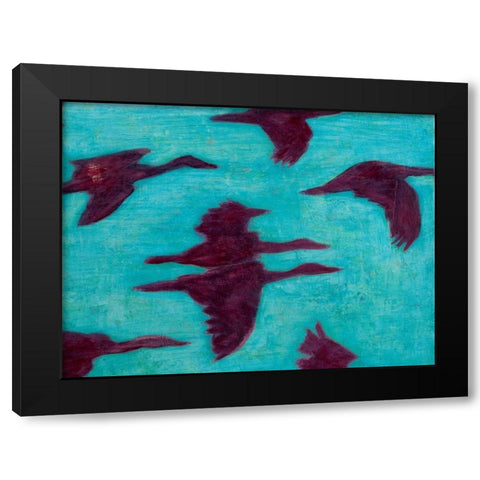 Flying Silhouettes II Black Modern Wood Framed Art Print with Double Matting by Altug, Mehmet