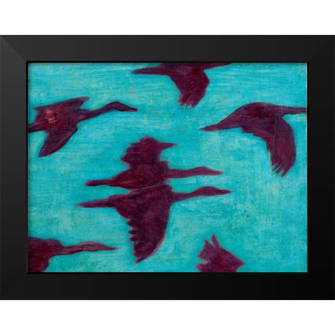 Flying Silhouettes II Black Modern Wood Framed Art Print by Altug, Mehmet