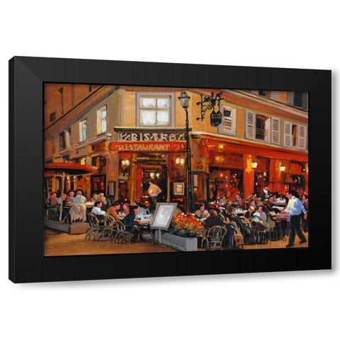 Bistro I Black Modern Wood Framed Art Print with Double Matting by OToole, Tim