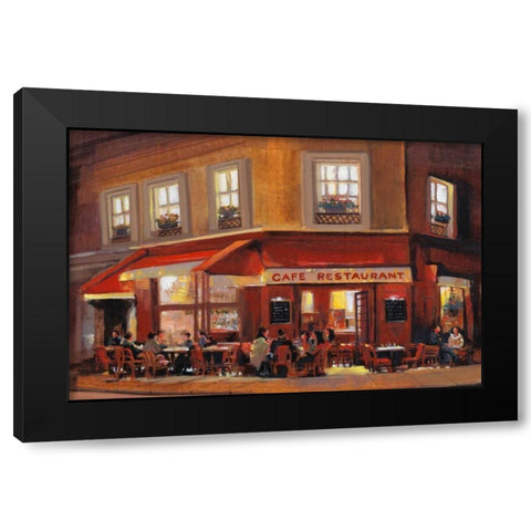 Bistro II Black Modern Wood Framed Art Print with Double Matting by OToole, Tim