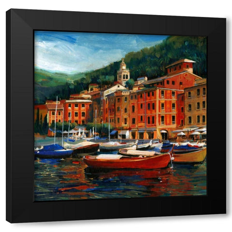 Italian Village I Black Modern Wood Framed Art Print with Double Matting by OToole, Tim