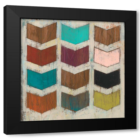 Chevron Matrix I Black Modern Wood Framed Art Print with Double Matting by Vess, June Erica