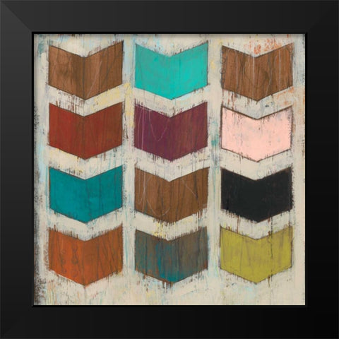 Chevron Matrix I Black Modern Wood Framed Art Print by Vess, June Erica