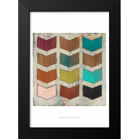 Chevron Matrix III Black Modern Wood Framed Art Print by Vess, June Erica